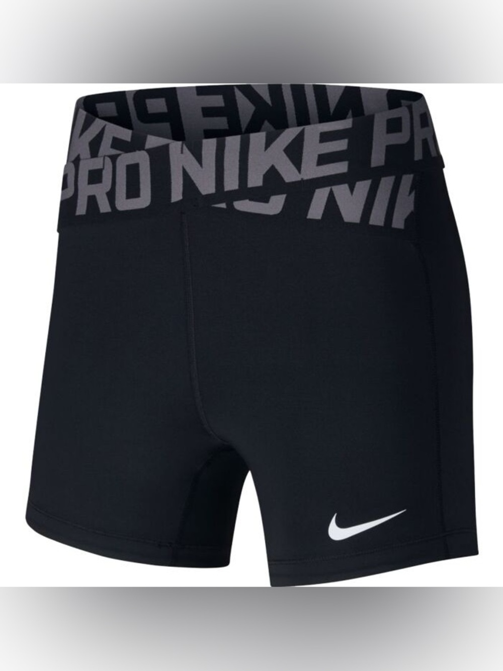 Nike pro Women's Black Pro Performance Shorts with Gray Waistband